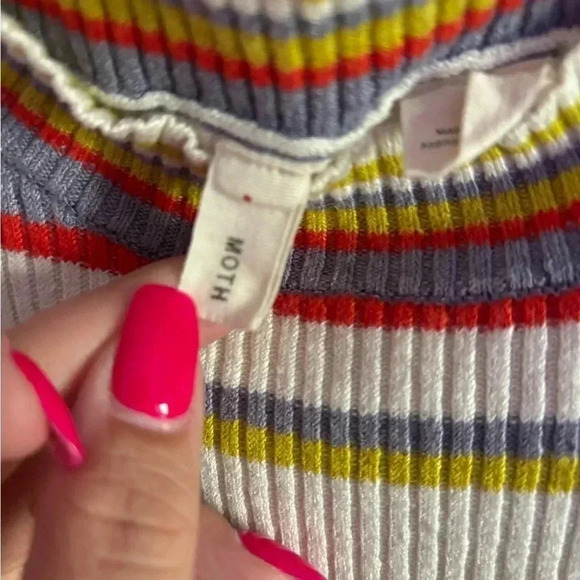 Anthropologie Moth Women's Knit Striped Sleeveless Mock Neck Size M - Picture 4 of 7